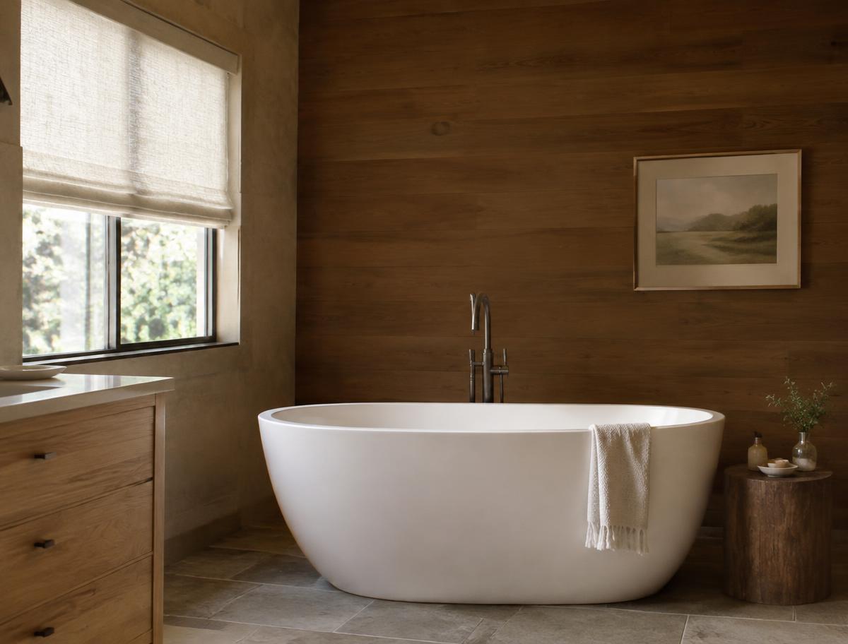 Concept: a builder-grade bath reimagined as a weekday spa